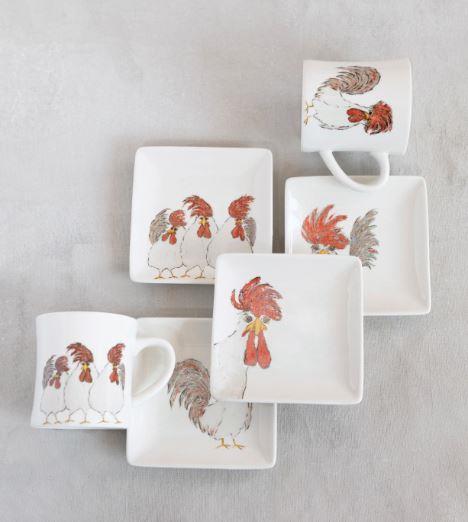 Stoneware Plate with Rooster