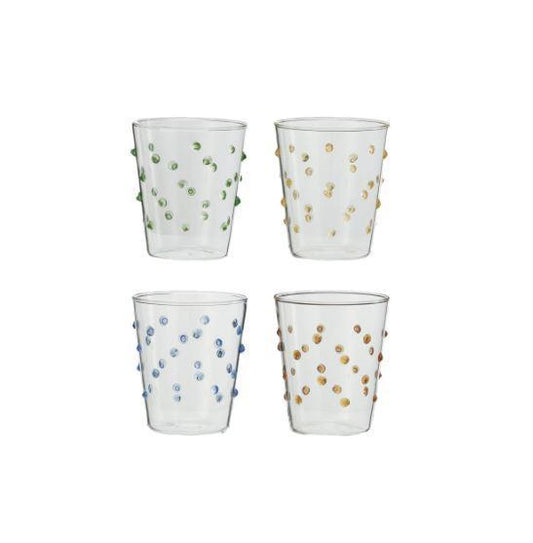 Handmade Drinking Glasses with Raised Dots ~ Set of 4
