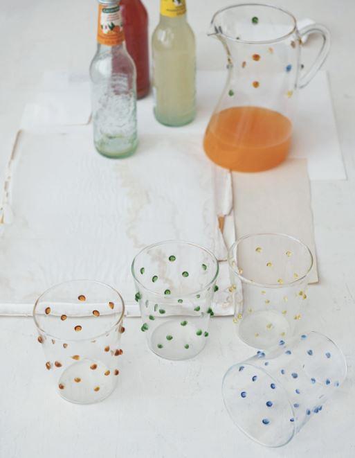 Handmade Drinking Glasses with Raised Dots ~ Set of 4