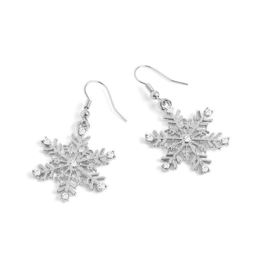 Holiday Large Snowflake Earrings ~ Silver