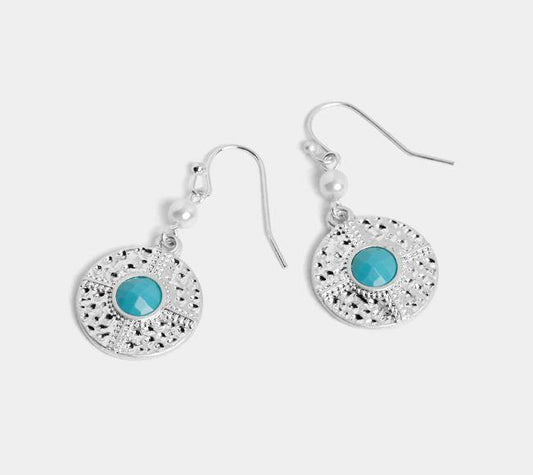 Plated Turquoise Earring ~ Silver