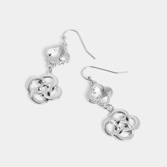 Clover Knot Dangle Earring ~ Silver
