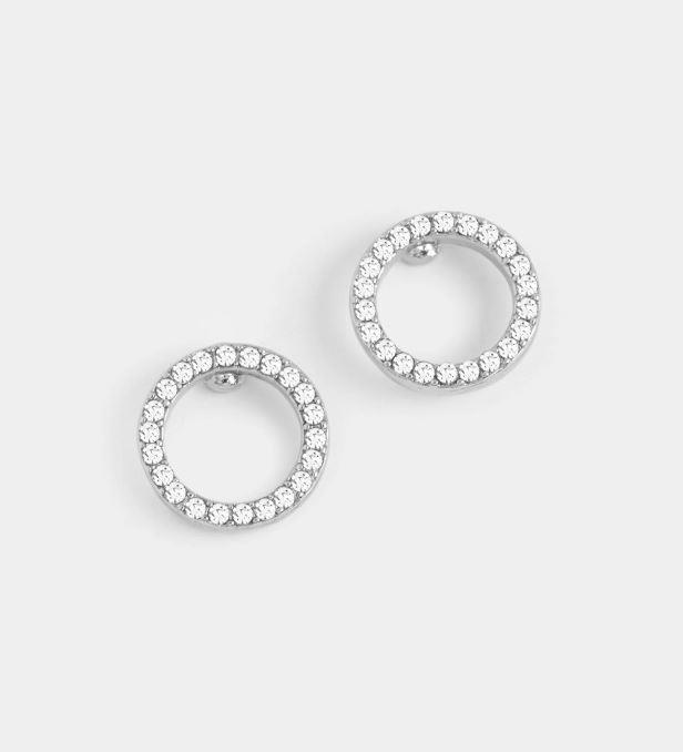 Bejeweled Ring Stud Earring ~ Silver