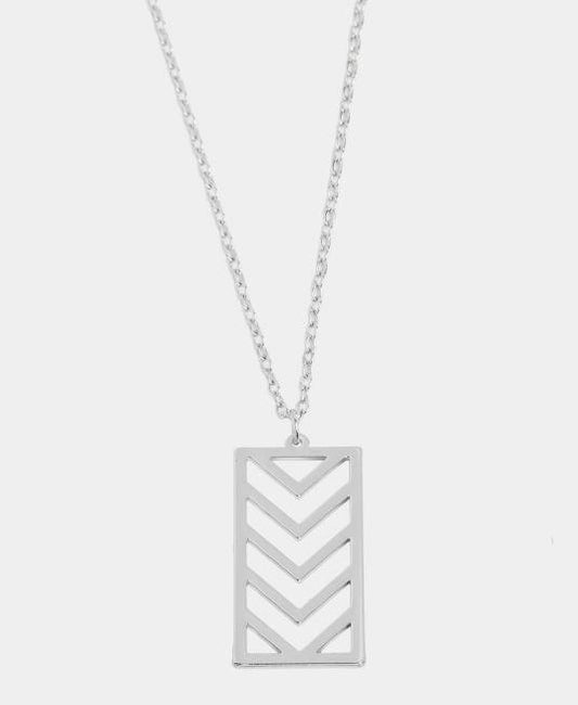Chevron Drop Necklace ~ Silver