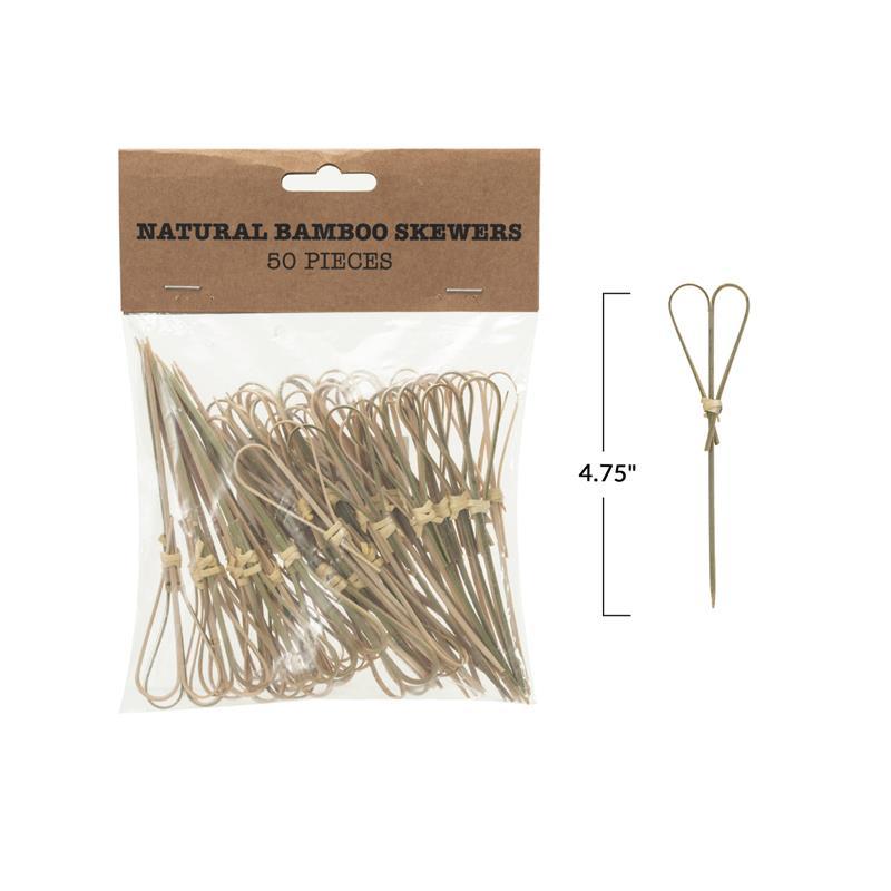 Bamboo Single Use Skewers with Heart Shaped Handles