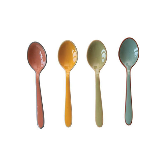 Enameled Stainless Steel Spoons ~ Set of 4