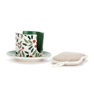Holly Leaves Soap Dish With Sponge