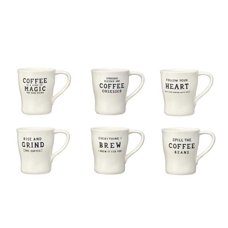 12 OZ. STONEWARE MUG WITH SAYING ~ RISE AND GRIND