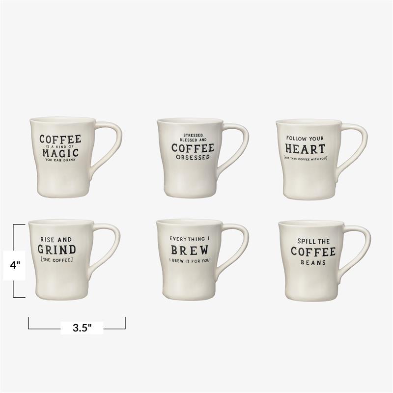 12 OZ. STONEWARE MUG WITH SAYING ~ RISE AND GRIND