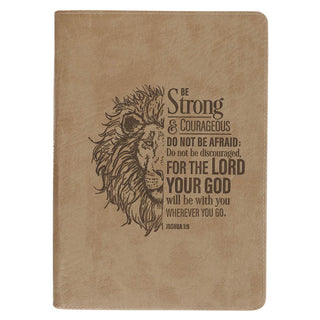 Journal Classic Zip Brown Strong And Courageous Josh. 1:9