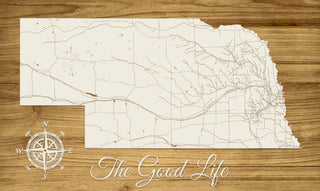 Nebraska ~ The Good Life Engraved Map