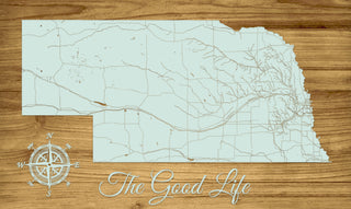 Nebraska ~ The Good Life Engraved Map