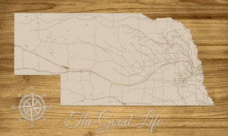 Nebraska ~ The Good Life Engraved Map