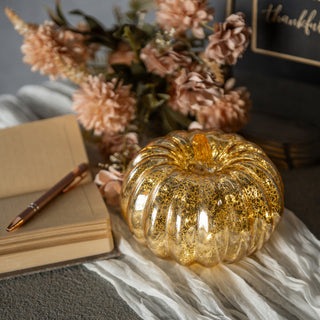Gold Crackle Glass LED Pumpkin ~ 2 Sizes Available