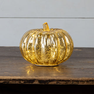 Gold Crackle Glass LED Pumpkin ~ 2 Sizes Available