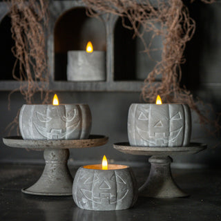 Jack-O-Lantern 3D Flame Candle ~ Grey ~ 3 Sizes Available