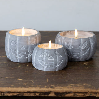 Jack-O-Lantern 3D Flame Candle ~ Grey ~ 3 Sizes Available