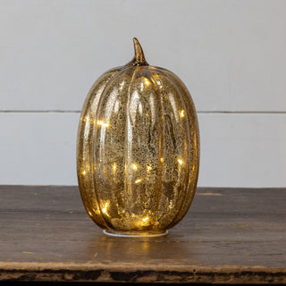 Gold Crackle Glass LED Pumpkin ~ 2 Sizes Available