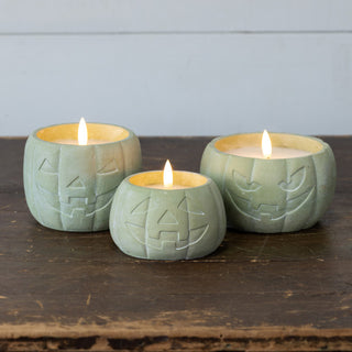 Jack-O-Lantern 3D Flame Candle ~ Green ~ 3 Sizes Available