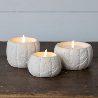 Jack-O-Lantern 3D Flame Candle ~ Cream ~ 3 Sizes Available