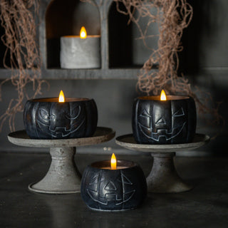 Jack-O-Lantern 3D Flame Candle ~ Black ~ 3 Sizes Available