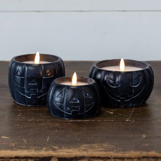 Jack-O-Lantern 3D Flame Candle ~ Black ~ 3 Sizes Available