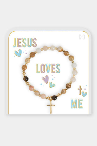 Jesus Loves Me Bracelet ~natural