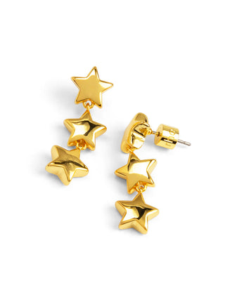 Triple Star Drop Earring ~ Gold