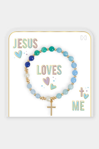 Jesus Loves Me Bracelet ~ Blue/blue/green