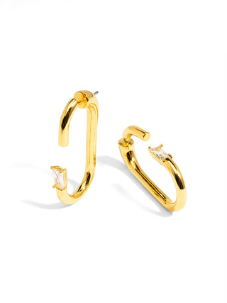 Crystal Link Hoop Earring ~ Gold