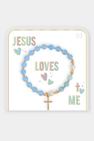 Jesus Loves Me Bracelet ~ Blue