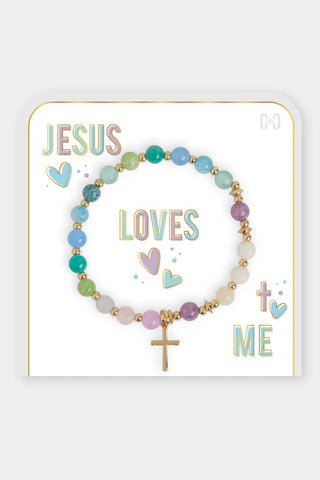 Jesus Loves Me Bracelet ~ Green/Blue/Purple