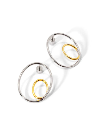 Two-tone Double Loop Drop Earring