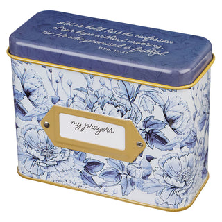Cards In Tin Blue Floral My Prayers Hebrews 10:23