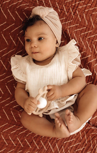 Ivory Muslin Cotton Ruffle Baby Bib