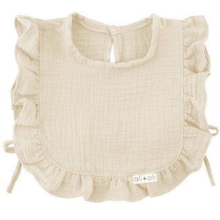Ivory Muslin Cotton Ruffle Baby Bib