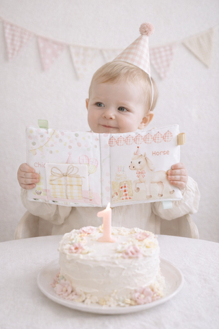Birthday on the Farm Crinkle Soft Cloth Baby Book