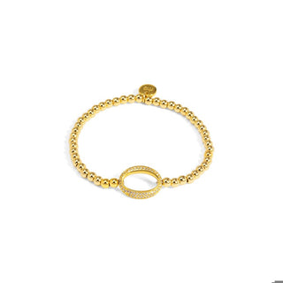 Pava Oval Link Beaded Stretch Bracelet ~ Gold