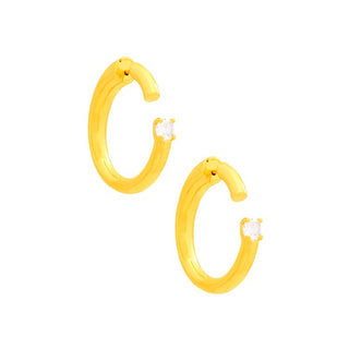 Front Post Crystal Round Hoop Earring ~ Gold