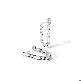 Figaro Chain Drop Earrings ~ Silver
