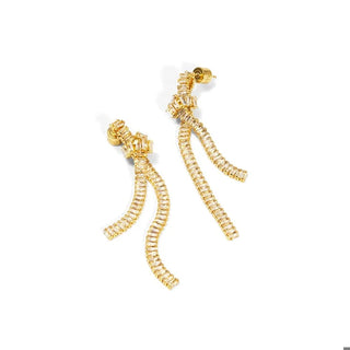 Knotted Crystal Chain Drop Earring ~ Gold
