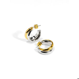 Two Tone Entwined Hoop Earring ~ Gold & Silver