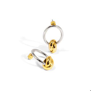 Two-Tone Knotted Drop Earring ~ Gold