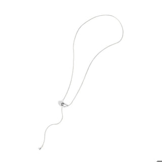 Sculpted Droplet Lariat Slider Necklace ~ Silver